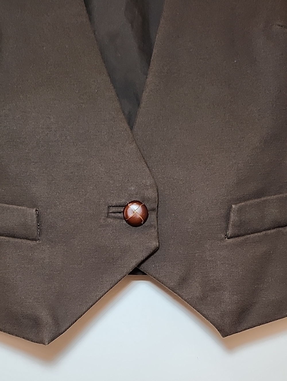 Tommy Hilfiger Y2K Chocolate tailored vest V-neckline pockets single button Sz 6 - Picture 8 of 16